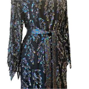 Vintage Cocktail Dress Medium Silk Beaded 80s 20s Semi Formal Party RARE MCM